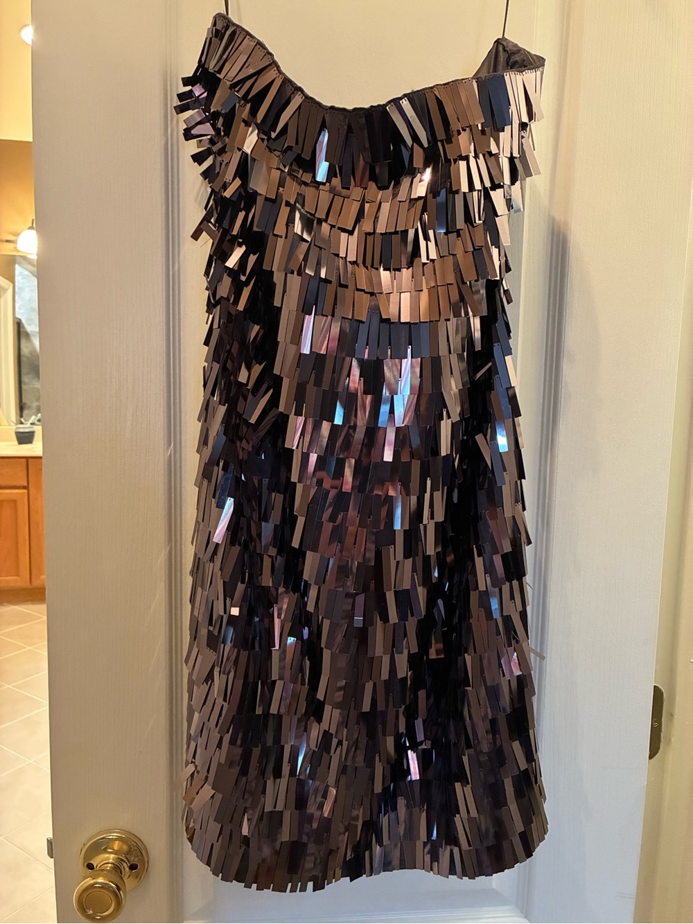 Brown Sz8 Express Sequin Fringe Strapless Party Dress - Picture 4 of 6